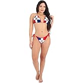 HEADZ FLEX Bikini Sets for Women, Swim Suits Polyester, 2-Piece Suit for Women, Triangle Bikini with Digital Printing (US, Alpha, One Size, Regular, Regular, Blue DR Classic Flag)
