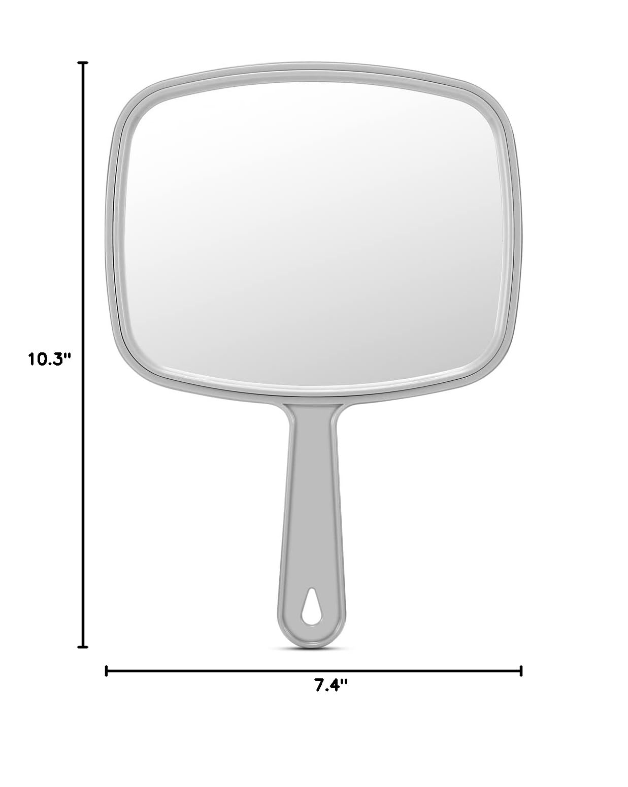 PROTECLE Large Hand Mirror, Salon Barber Hairdressing Handheld Mirror with Handle (Square Grey10.3 x7.4)