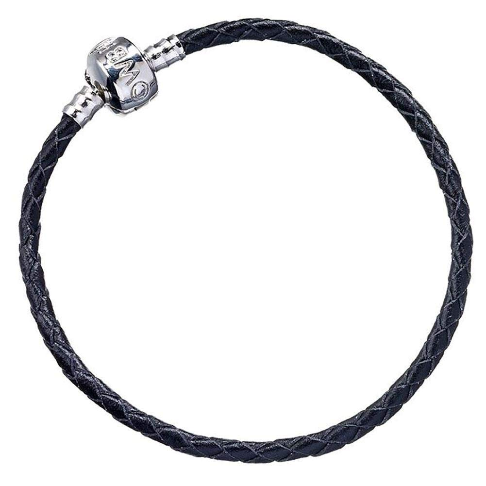 The Carat Shop Med- Adult Size 19cm Official Harry Potter Jewellery Black Leather Charm Bracelet for Harry Potter Slider Charms