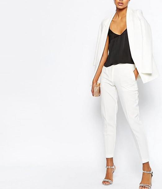 ladies white ankle grazer trousers