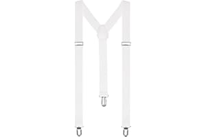 Boolavard Braces/Suspenders One Size Fully Adjustable Y Shaped With Strong Clips