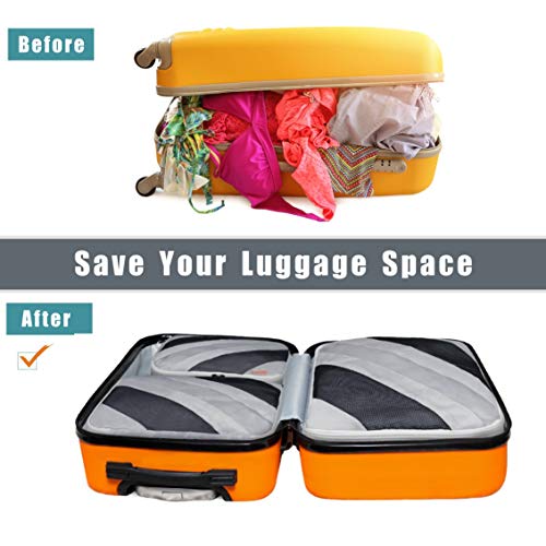 Idefair Travel Packing Cubes, 3Pcs Travel Luggage Packing Organizers for Packing Clothes, Grey