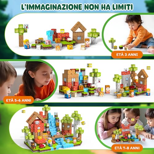 Crifeton Costruzioni Magnetiche per Bambini 100 PCS 2CM 3+ Giochi Cubi Magnetici Blocchi Magnetic Building Blocks Giocattoli Montessori a Partire da 3 4 5 6 7 8 9 10 11 12 Anni Regali di Compleanno