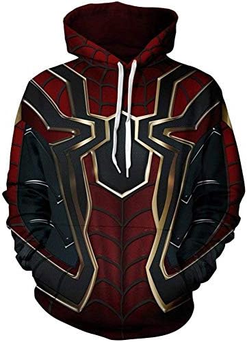 Superhero Hoodie Halloween Spider Cosplay Costume Fashion Hooded Coat for Unisex Adult