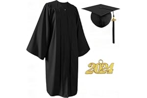 YIIOSS Unisex Matte Graduation Gown Cap Tassel Set 2024 for High School and College