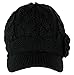 J-Fashion Women's Cable Knitted Double Layer Visor Beanie Hats with Hair Tie
