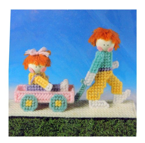 Vintage Martinsville New Plastic Canvas Needlepoint Wagon Ride