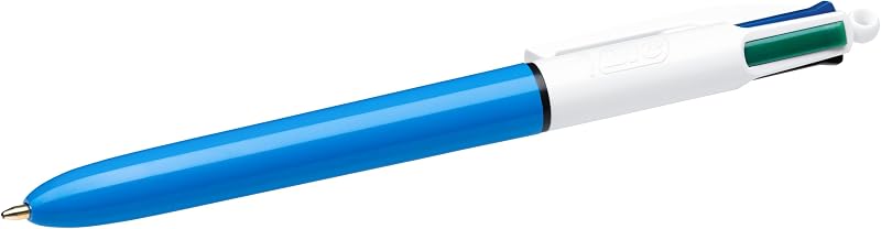 4 Colori, Penne Multicolore a Sfera, Penne a Scatto con 4 Colori, Cancelleria Scuola e Ufficio, Punta Media (1.0 mm), 12 Unità