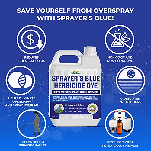 PetraTools Blue Herbicide Lawn Dye Super Strength Concentrate 3X More Than Others, for