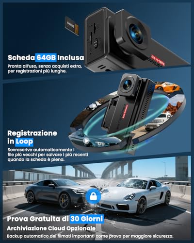 4G LTE Car Dash Cam with SIM, Dual Camera for Car Vandalism, 24/7 Parking, Instant Alerts, Live-Video & Two-Way Audio, GPS, Cloud & SD, Anti-Theft for Fleets & Families
