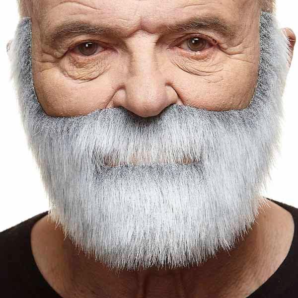 Mustaches Self Adhesive, Novelty, Nobleman Fake Beard, False Facial Hair, Gray with White Color