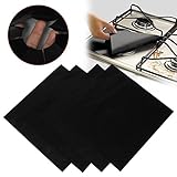 KINGSO 8pcs Reusable Black Foil Gas Range Hob Stovetop Nonstick Protector Liner