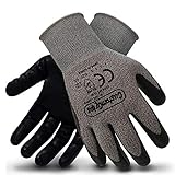 CustomGrips Cut Resistant Work Gloves. Span-Nylon Liner, Level 4 Abrasion Resistance, Nitrile Foam Palm Coated for Utility Grade. Superior Grip Power on Oily & Wet Environment. [Large, 12 Pairs]