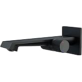 Modern Wall Mount Bathroom Faucet – Matte Black, Solid Brass Single Handle with Rough-in Valve for Concealed Installation