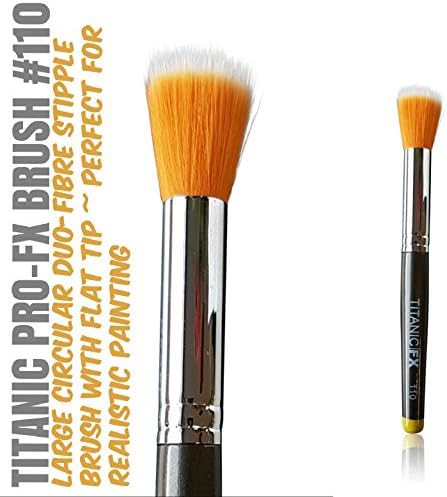 Titanic Pro-FX Brush 110 – Large Round Duo Fiber Stipple Brush – With Flat Tip – Prosthetic Makeup