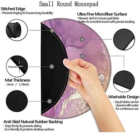 Nakapa Round Mouse Pad,Non-Slip Rubber Base Mousepad 7.9x7.9 inches Mouse Mat for Working Gaming Laptop and Computer (Marble Purple Golden) - Image 5