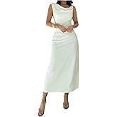 GORGLITTER Women's Sleeveless Draped Neck Bodycon Maxi Dresses Elegant Classy Wedding Guest Formal Prom Long Sundress