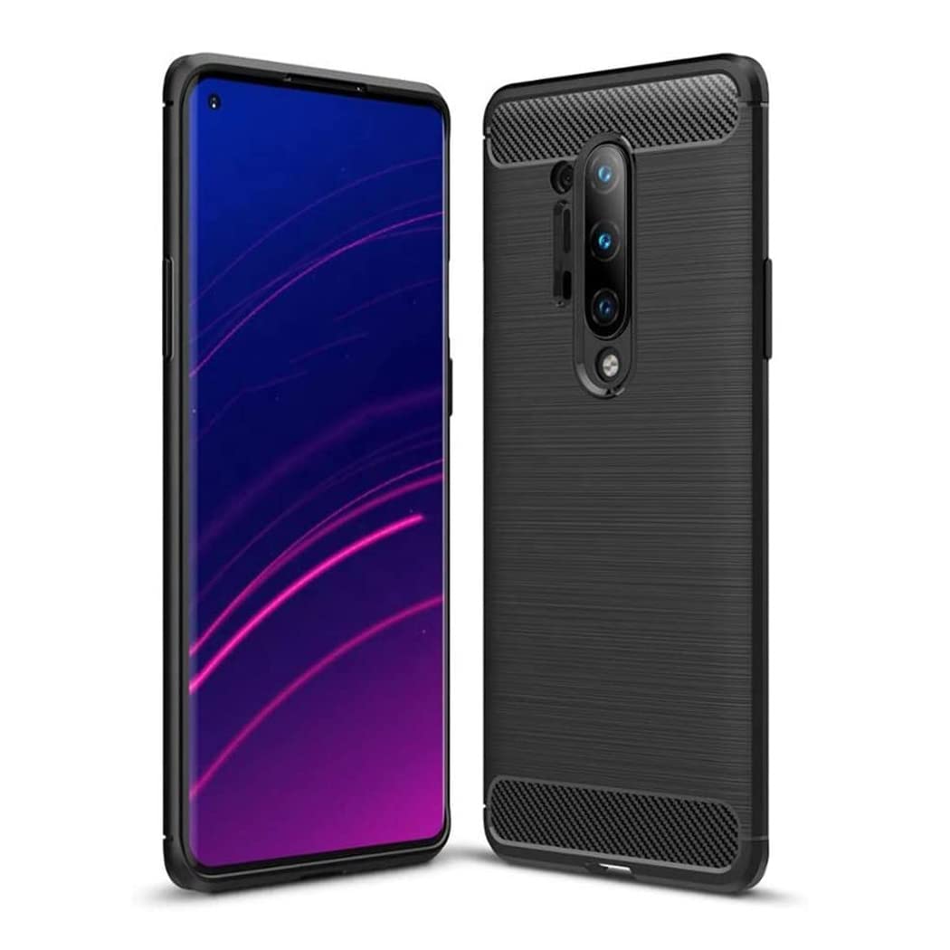 GAPlus OnePlus 8 Pro Case - Ultra Slim Carbon Fibre Shockproof Bumper Case Cover For OnePlus 8 Pro Black