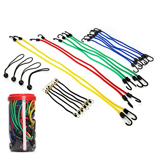 EFFICERE 24Piece Premium Bungee Cord Assortment in Storage Jar