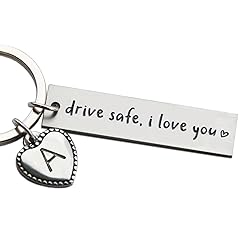 Personalized Initial Key Chain Gift, Drive Safe I