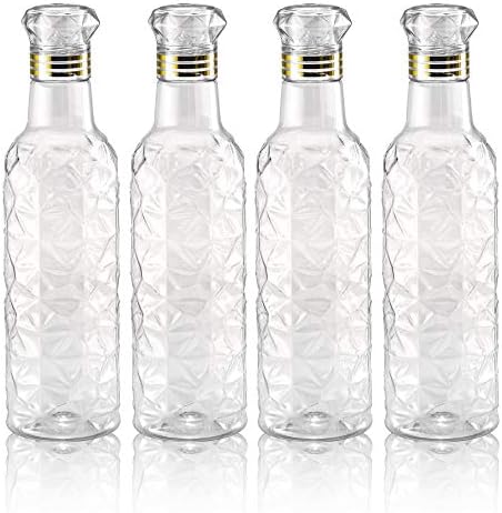 EMPORIUM Crystal plastic Bottle, Set of 4, Transparent, Crystal EMPORIUM Crystal plastic Bottle, Set of 4, Transparent, Crystal