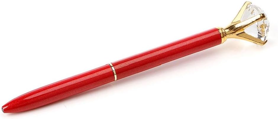 Yunso Big Crystal Diamond Pen Metal Rhinestone Ballpoint Pen Fashion School Office Supply (Red)