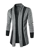 Allegra K Men Shawl Collar Contrast Color Long Sleeves Knit Cardigan Grey L