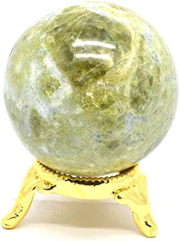 Healing Crystals India® Natural Gemstone Vessonite 1 Piece Crystal Healing Gemstone Energy Sphere Ball 50-60mm, Green