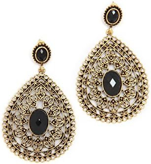 Fashion Vintage Rhinestone Crystal Pierced Drop Earrings. Stainless steel. Bronze/Silver. Arabic. (Bronze Suits)