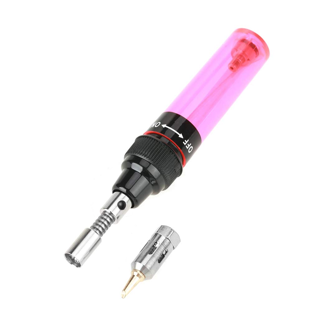 Gas Soldering Iron, Butane Torch Fydun Cordless Butane Gas Blow Torch Soldering Iron Gun Welding Pen Tool 1300℃ for Electronics Instruments(Red)
