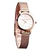 KASHIDUN Women's Watches Gorgeous Luxury Dress Quartz Wrist Watches Waterproof Watches Small Diamonds Dial Mesh Milanese Bracelet Pink Color