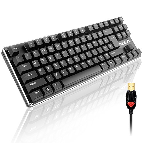 AULA Anti-ghosting 87 Keys Mechanical Gaming Keyboard with Blue Switches,USB Plug By AFUNTA -Black