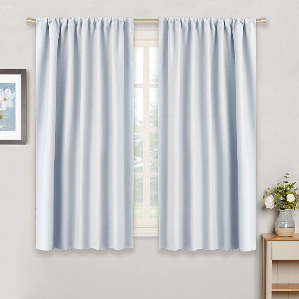 RYB HOME Window Curtains Room Darkening Energy Efficient Privacy Protect Drapes for Bedroom Living Room, 42 in Wide by 54 Long, Greyish White, 1 Pair