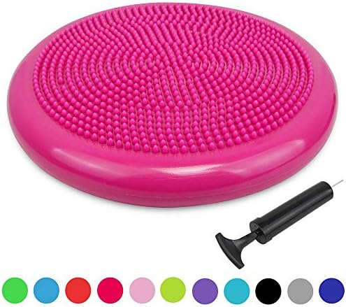 Sporthomer Inflated Stability Wobble Cushion with Pump, Flexible Seating Classroom, Extra Thick Fitness Core Balance Disc, Sensory Training Physical Therapy Wiggle Seat for Kids, Office, Yoga