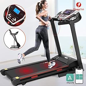 Fitnessclub Bluetooth Treadmill 2000W Folding Electric Motorised Walking Running Exercise Fitness Machine Automatic Adjustable Incline Anti shock system Hand Grip Pulse Sensor Downloadable Sports App