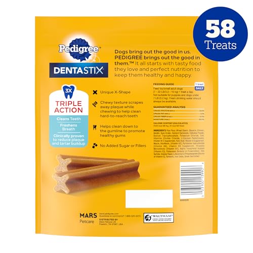 PEDIGREE DENTASTIX DENTAL CHEWS FOR DOGS, SMALL AND TOY BREED DOG TREATS, ORIGINAL FLAVOR, 14 OZ. BAG (58 TREATS TOTAL)