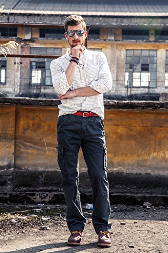 INFLATION Confortable Cargo Pants Work Trousers Combat Pants for Mens Dark Gray Cargo Pants Size 31