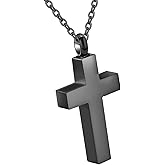 RJCMJDEU Cross Urn Necklaces for Ashes Stainless Steel Religious Cross Ashes Necklace Pendant for Men Women Cremation Jewelry for Ashes of Loved Ones