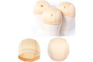 ZQIAN BEAUTY Large Dome Caps For Wigs 6 Pcs Stretchable Beige Dome Wig Cap Spandex Dome Wig Cap For Women Men Large Mesh Dome Cap (6 Pcs, Beige, L)