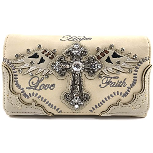 Justin WestCross Angel Wings Love Faith Hope Embroidery CCW Concealed Carry Shoulder Purse Messenger