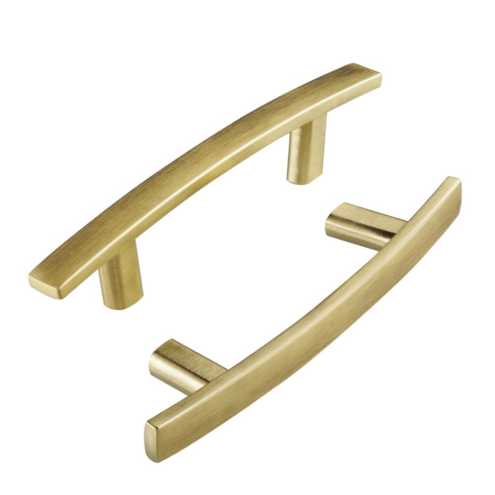 Photo 1 of Cosnys 10 Pack Satin Brass Cabinet pulls,3-3/4" (96mm) Hole Center Brushed Gold Cabinet Door Handles for Bathroom Gold Drawer Pulls Dresser Pulls