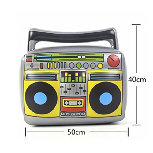 Party Inflatable Boom Box 16â€PVC Radio + 2 Microphones for Party Decorations 80s 90s inflatable props