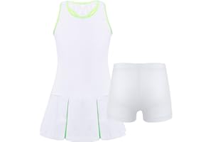 Zaldita Kids Girls Tennis Golf Dress Clothes with Shorts Set Activewear Running Fitness Workout Badminton Outfits