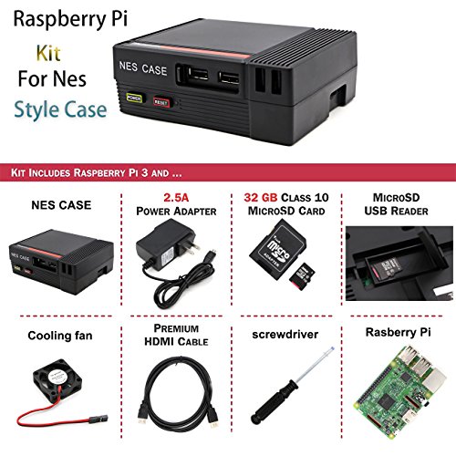 The perseids NES Case with Raspberry Pi 3 Ultimate Starter Kit - 32 GB Edition(Raspberry Pi Kit)