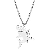 LONYOO Cool Shark Necklace Stainless Steel 18K Gold Plated Jewelry Ocean Animals Gold Pendant Necklaces Shark Gifts for Women Mom