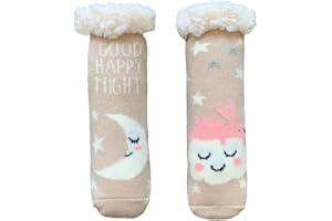 Royal Hong Beauty Fuzzy Slipper Socks for Kids Girls Women with Grippers Non Slip，Kids Warm Fuzzy Christmas Slipper Socks