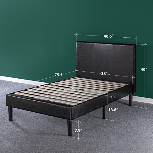 Zinus Gerard Deluxe Faux Leather Upholstered Platform Bed/ Mattress Foundation/ Easy Assembly/ Strong Wood Slat Support, Twin