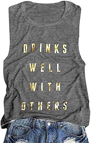XCHQRTI Women Round Neck Flamingo Tank Cami Top Graphic T-Shirt Tops (M, Black)