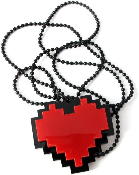 Milkool Pixels Heart Necklace - Undertale Frisk Cosplay - Handmade Plastic - 60cm Length