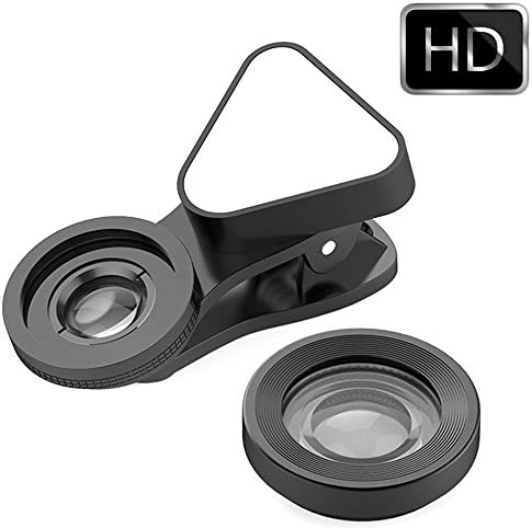 NATAMO 3-IN-1 Cell Phone Camera Lens Kit Include 140 Degree Wide Angle &amp; 15X Macro Lens &amp; LED Selfie Flash Light Universal HD Clip-on Camera lenes for SmartPhone Tablet Laptop